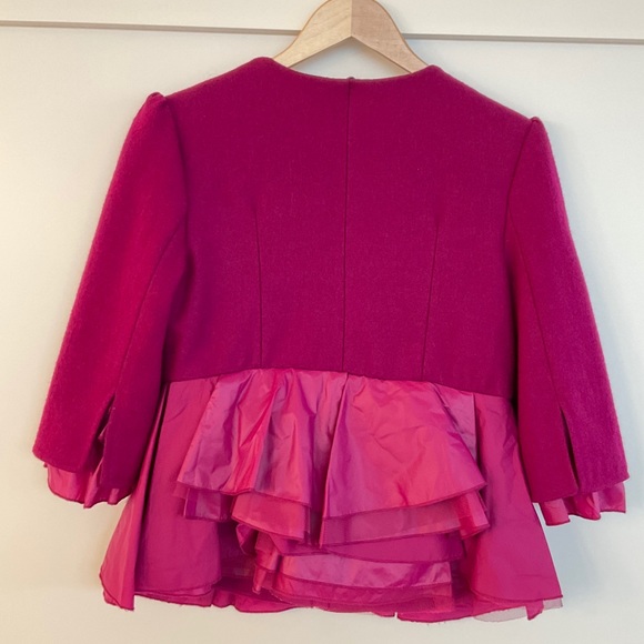 Burberry Peplum Wool Jacket Magenta Size Medium - Picture 5 of 14